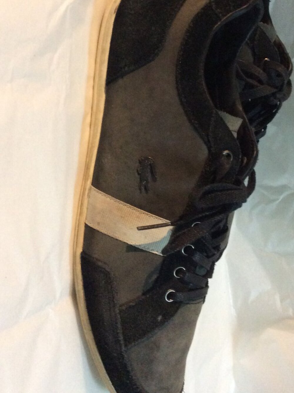 Lacoste Alisos SRM Suede Leather Low Top Sneakers Black Grey Men's Size 11